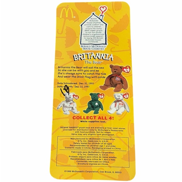 Ty Ronald McDonald’s Britannia Bear vintage collectible vintage - Picture 3 of 3